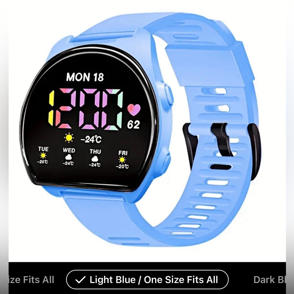 Light Blue Band Sports Digital 24Hour Date Waterproof Light Blue Band Sports Digital 24Hour Date Waterproof